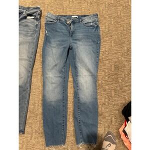 Lauren Conrad Skinny Jeans Womens 14 Medium Wash Raw Hem High Rise Denim Blue